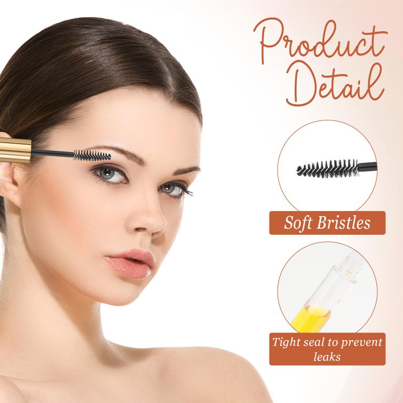Larrel 5PCS Empty Mascara Tube and Eyelash Wand, 10ml Eyelash Cream Container Bottle, Clear Mascara Containers, Eyelash-Wands with Tube for Castor Oil, Eyebrow Growth Serum and Coconut Oil (Gold) - Image 3